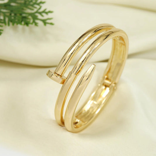Alpi Double Nail-Inspired Gold Cuff Bracelet | Anti Tarnish Bracelet