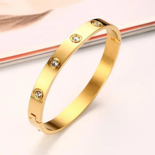 Alpi Classic Crystal-Studded Gold Bangle | Anti Tarnish Bracelet