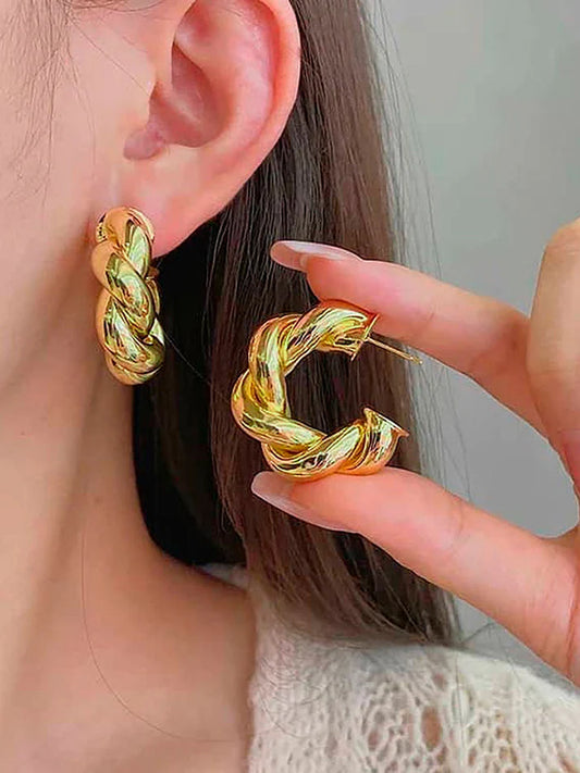 Alpi Braided Gold Hoop Earrings | Anti-Tarnish Chunky Statement Jewelry